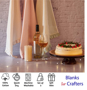 Kitchen Towels with Ruffles Borders, Set of 3