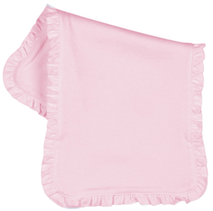 Large Sublimation Burp Cloths with Ruffle Trim (White / Pink), 85% Polyester / 15% Cotton