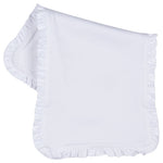 Load image into Gallery viewer, Large Sublimation Burp Cloths with Ruffle Trim (White / Pink), 85% Polyester / 15% Cotton
