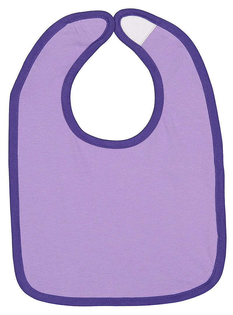 Lavender Color Baby Bib with Purple Contrast Trim,  100% Cotton Premium Jersey
