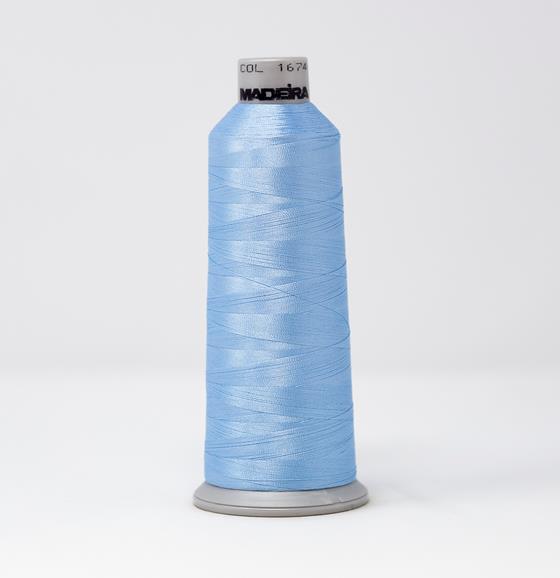 Light Denim Blue Color, Polyneon Machine Embroidery Thread, (#40 Weight, Ref. 1674), Various Sizes by MADEIRA