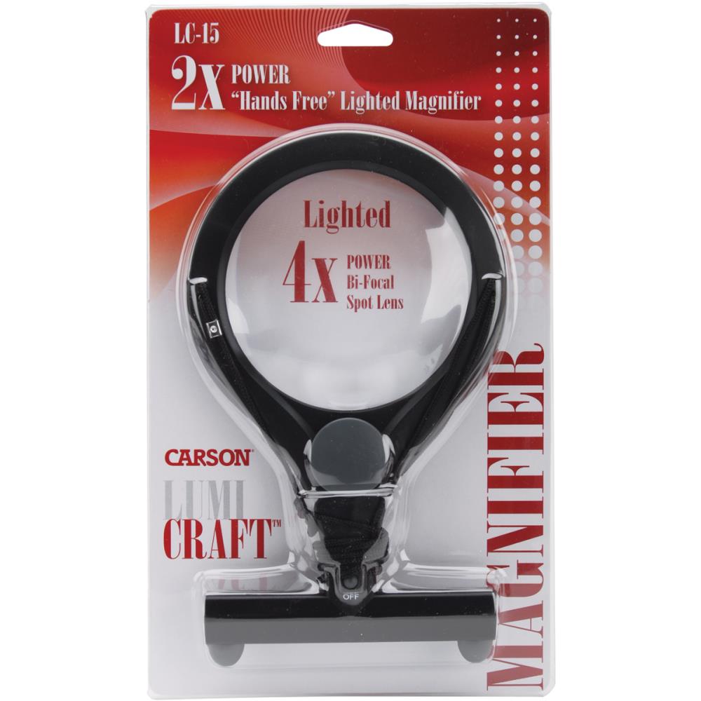 Carson LumiCraft 2x Hands Free Lighted Magnifier with 4x Spot Lens LC-15