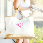 Load image into Gallery viewer, Cabana Tote (Creme &amp; Gold)
