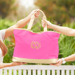 Load image into Gallery viewer, Cabana Tote (Hot Pink &amp; Gold)
