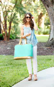 Cabana Tote (Mint & Gold)