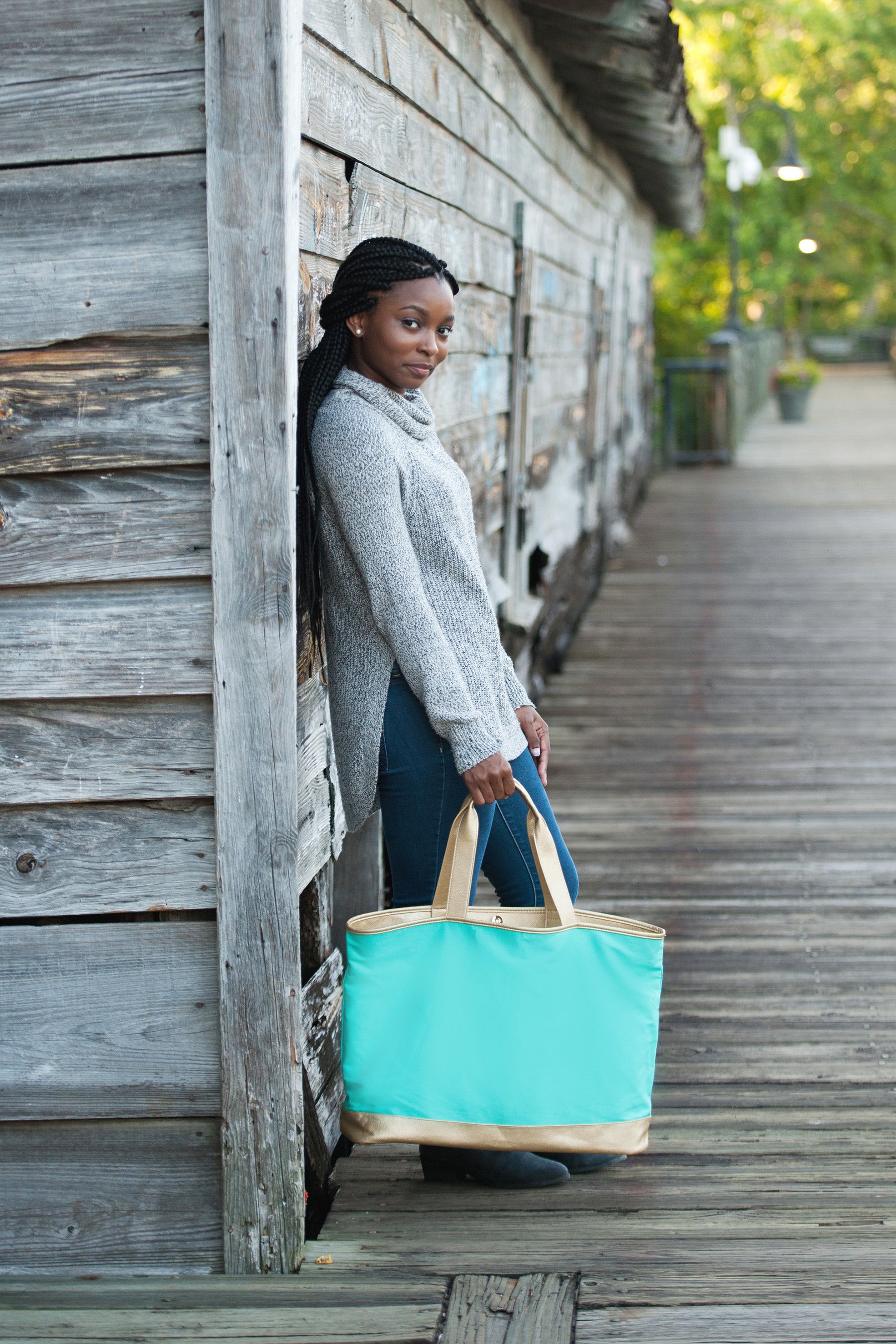 Cabana Tote (Mint & Gold)