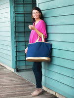 Load image into Gallery viewer, Cabana Tote (Navy &amp; Gold)
