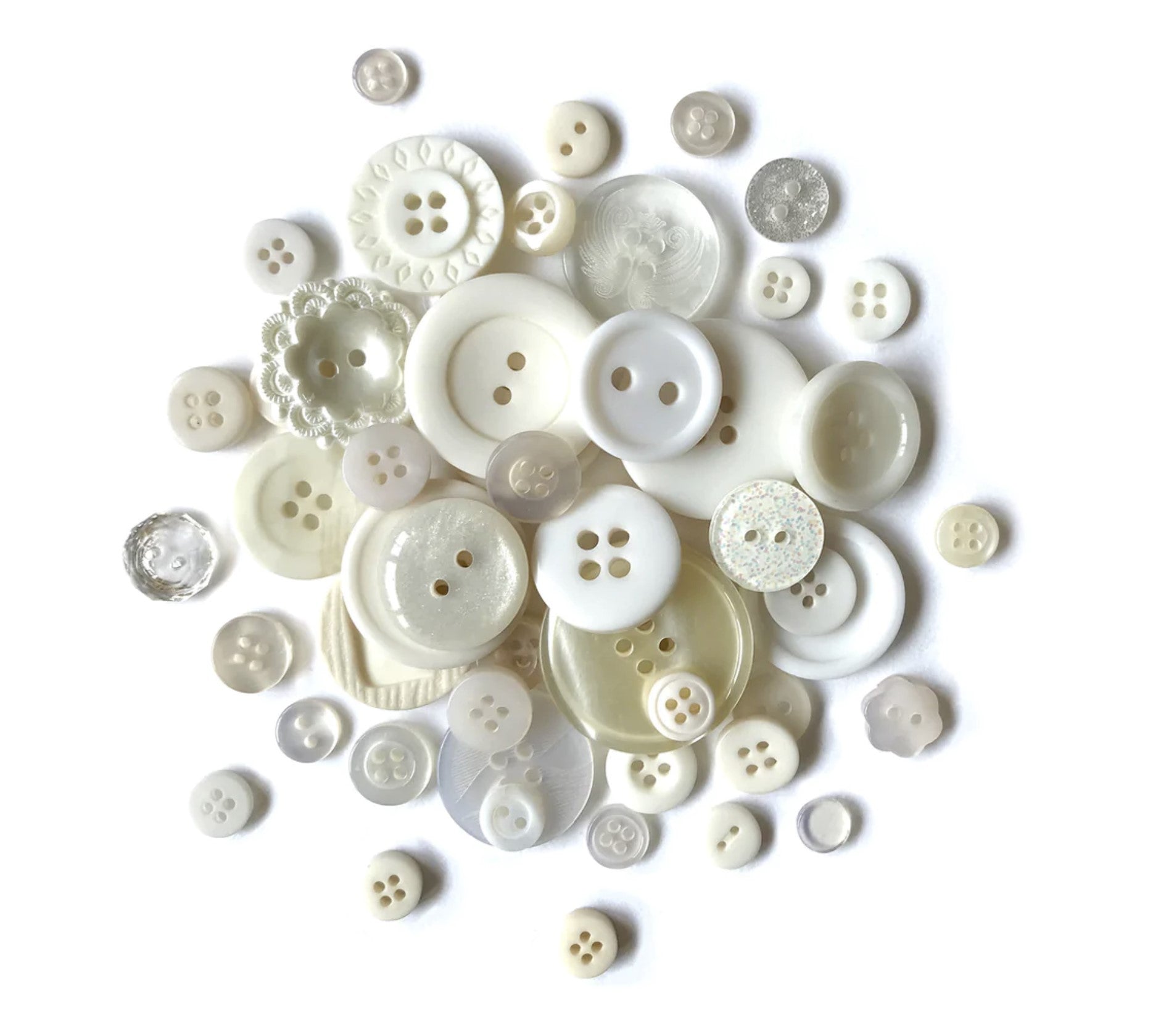 Buttons Mason Jars, Antique White