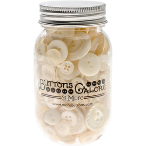 Buttons Mason Jars, Antique White