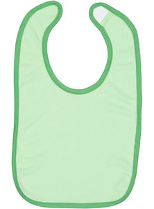 Mint Color Baby Bib with Grass Contrast Trim,  100% Cotton Premium Jersey