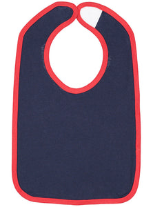 Navy Color Baby Bib with Red Contrast Trim,  100% Cotton Premium Jersey