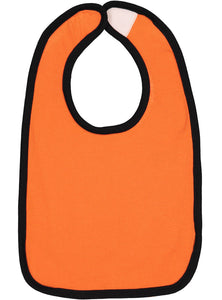 Orange Color Baby Bib with Black Contrast Trim,  100% Cotton Premium Jersey