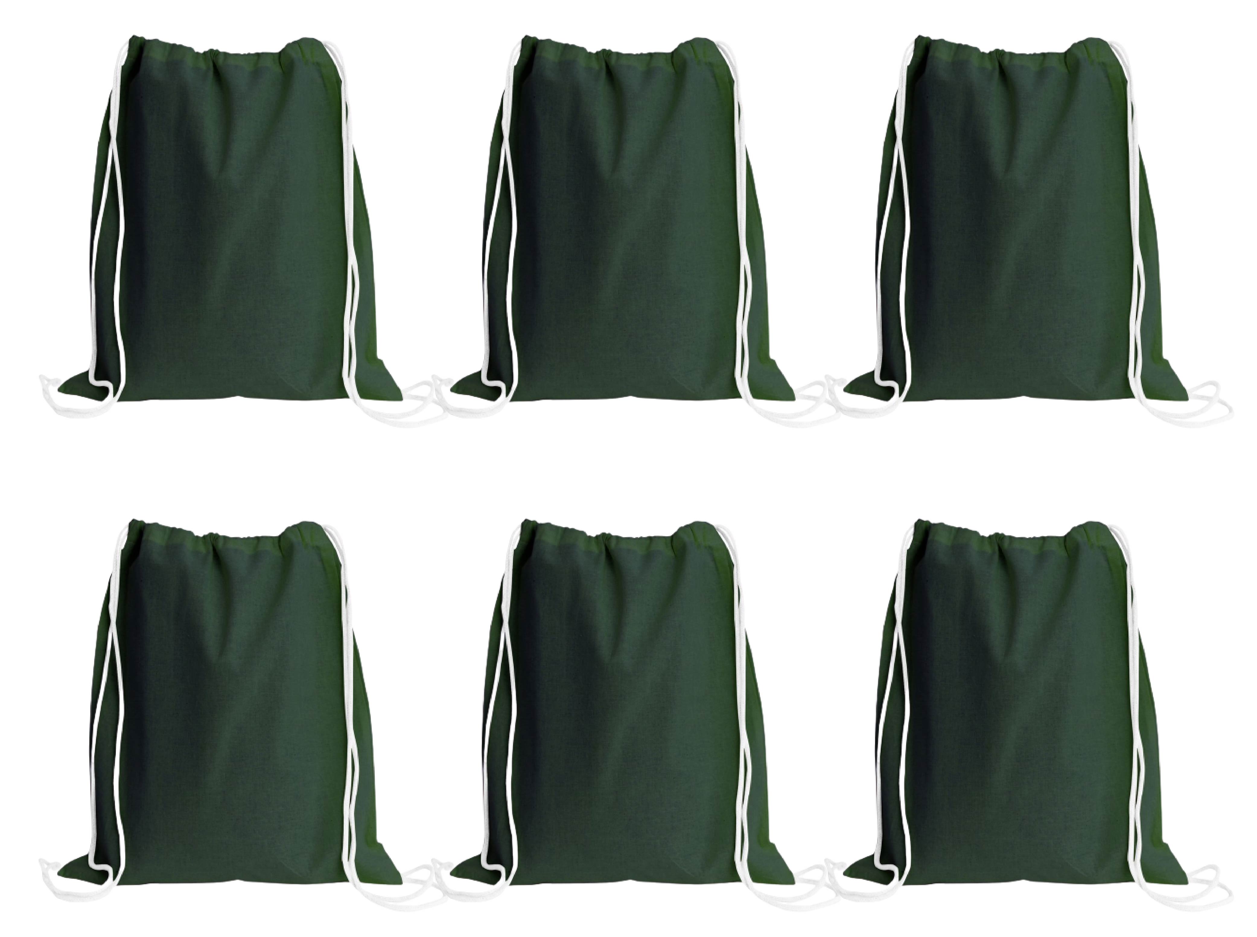 Sport Drawstring Bag, 100% Cotton, Forest Green Color
