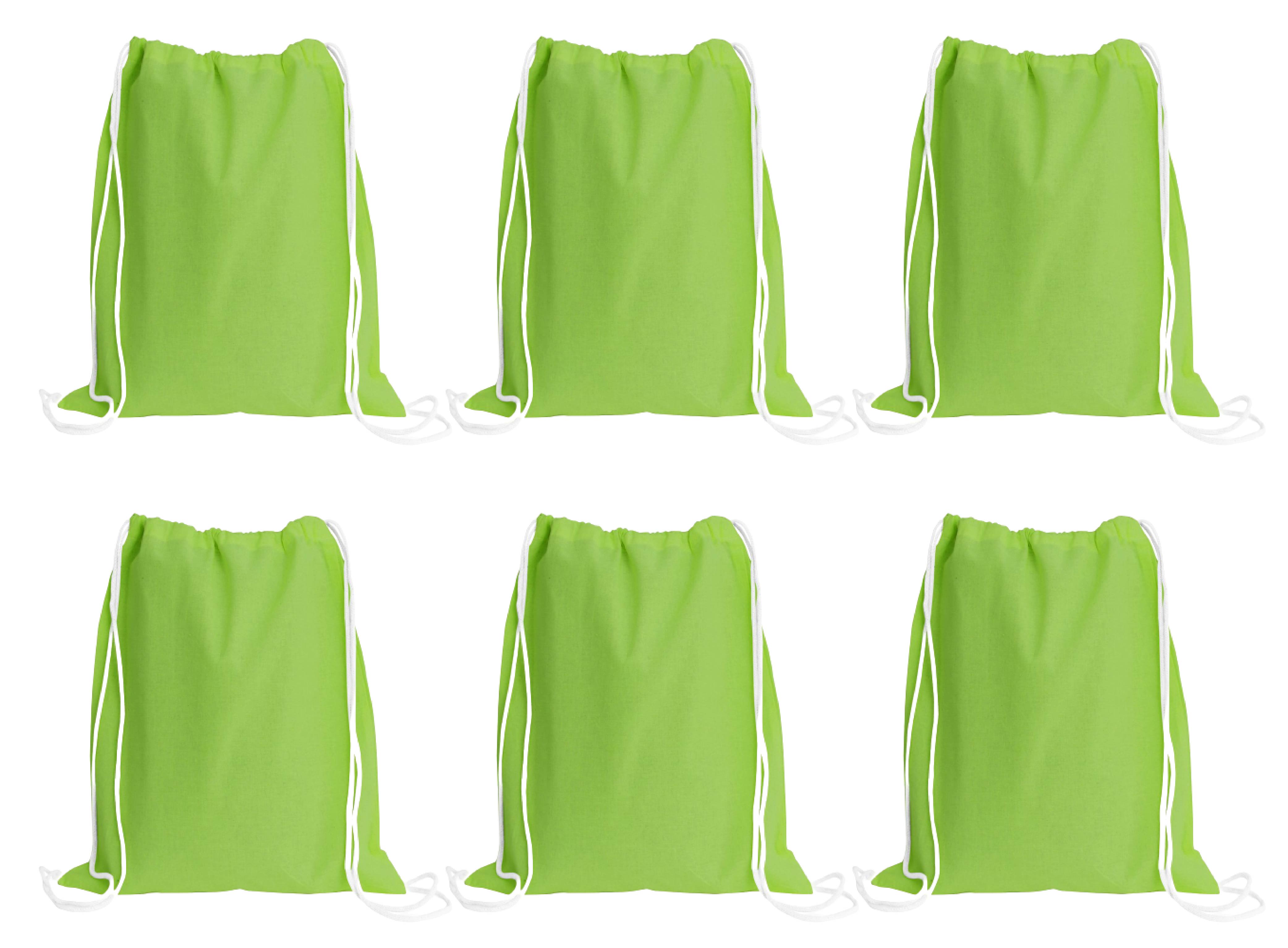 Sport Drawstring Bag, 100% Cotton, Lime Color