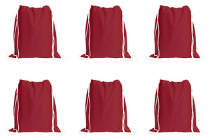 Sport Drawstring Bag, 100% Cotton, Red Color