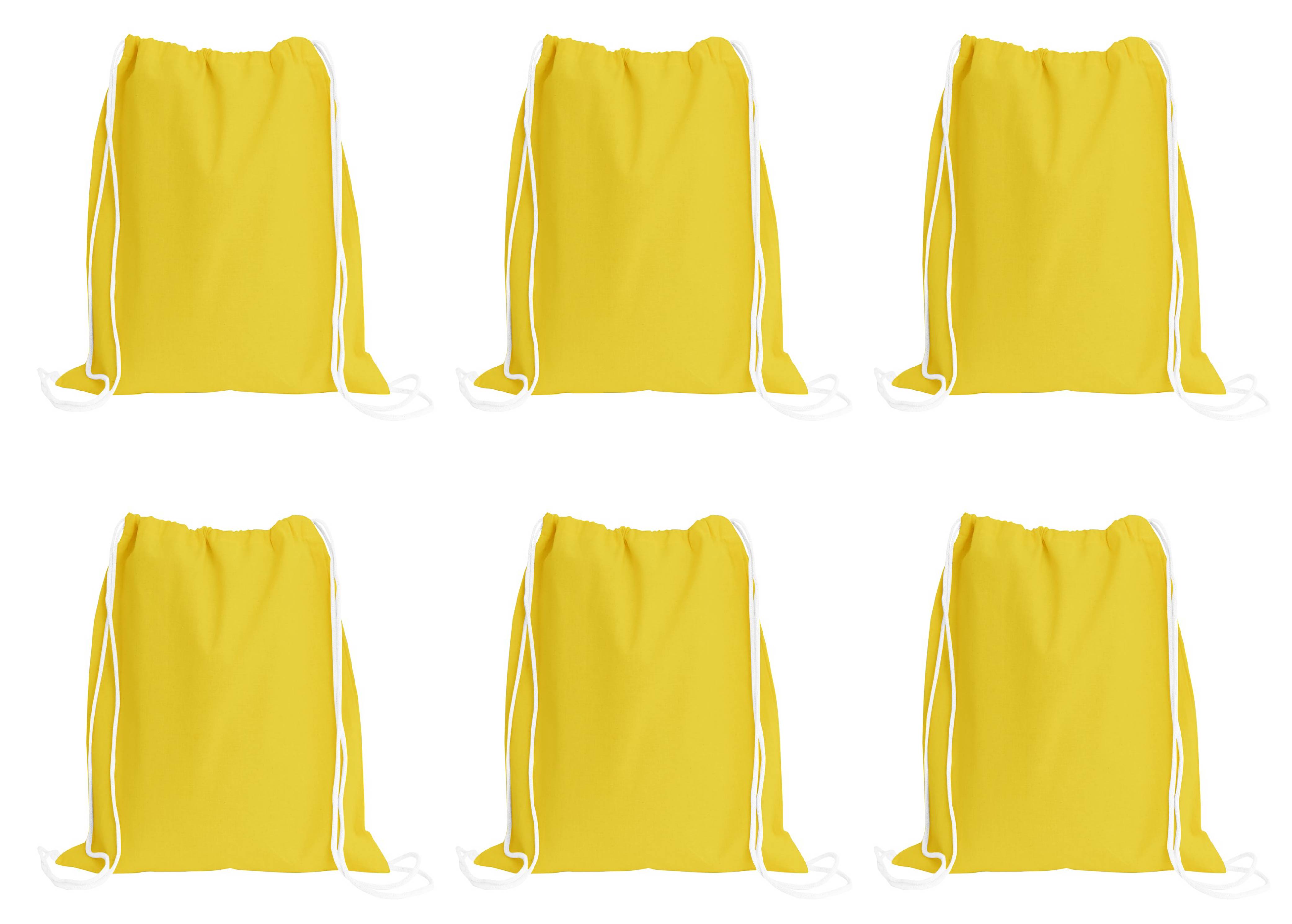 Sport Drawstring Bag, 100% Cotton, Yellow Color