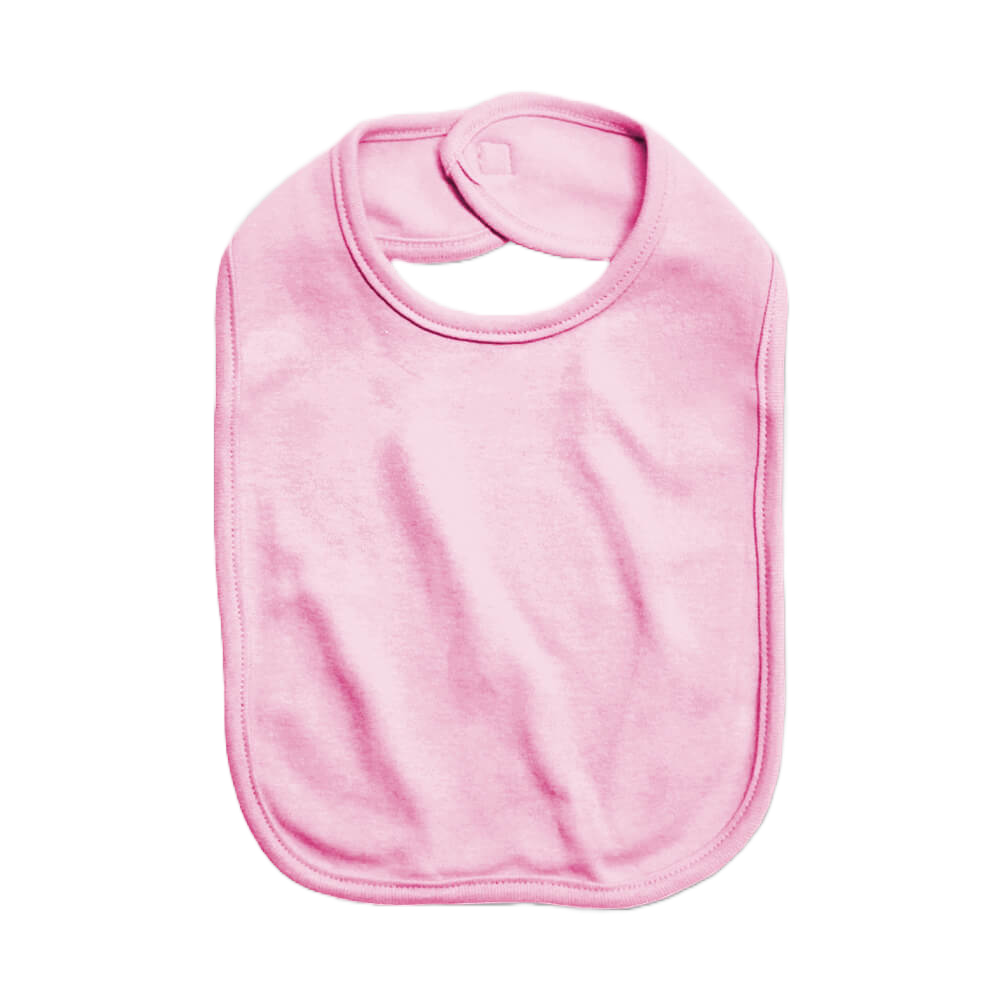 Embroidery Baby Bib with Velcro Closure,  100% Cotton, 2 Ply, (Pink)