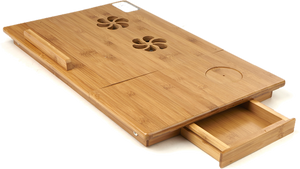 Portable Folding Wood Lap Tray with Storage Unit