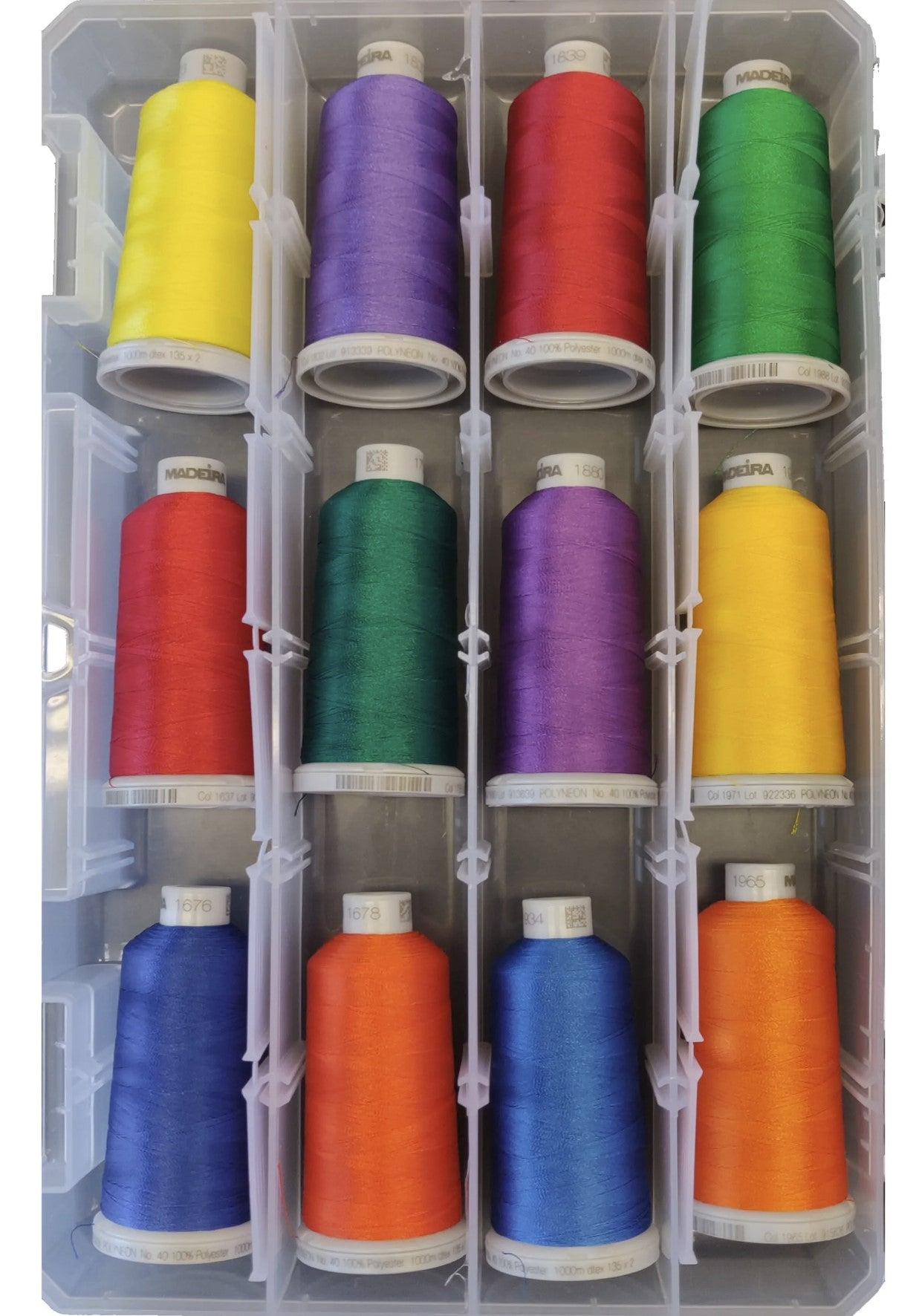 Basic Primary Colors: 1,100-yards Mini Snap Cones, Polyneon #40, Machine Embroidery Thread Collection,  12 units/pack by MADEIRA