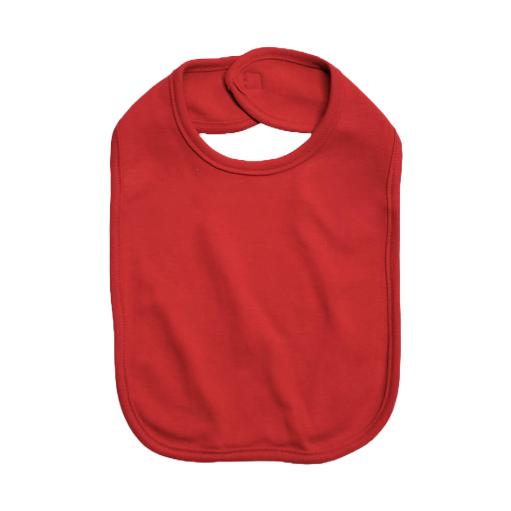 Embroidery Baby Bib with Velcro Closure,  100% Cotton, 2 Ply, (Red)