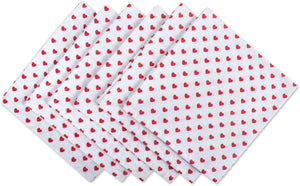 Red Hearts Napkins,  Set of 6