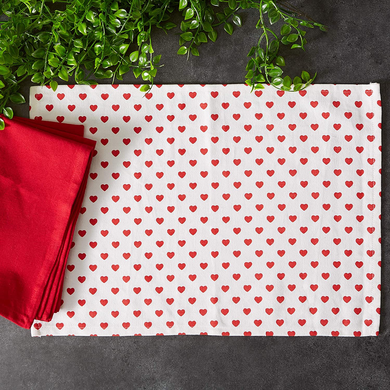 Red Hearts Placemats,  Set of 6