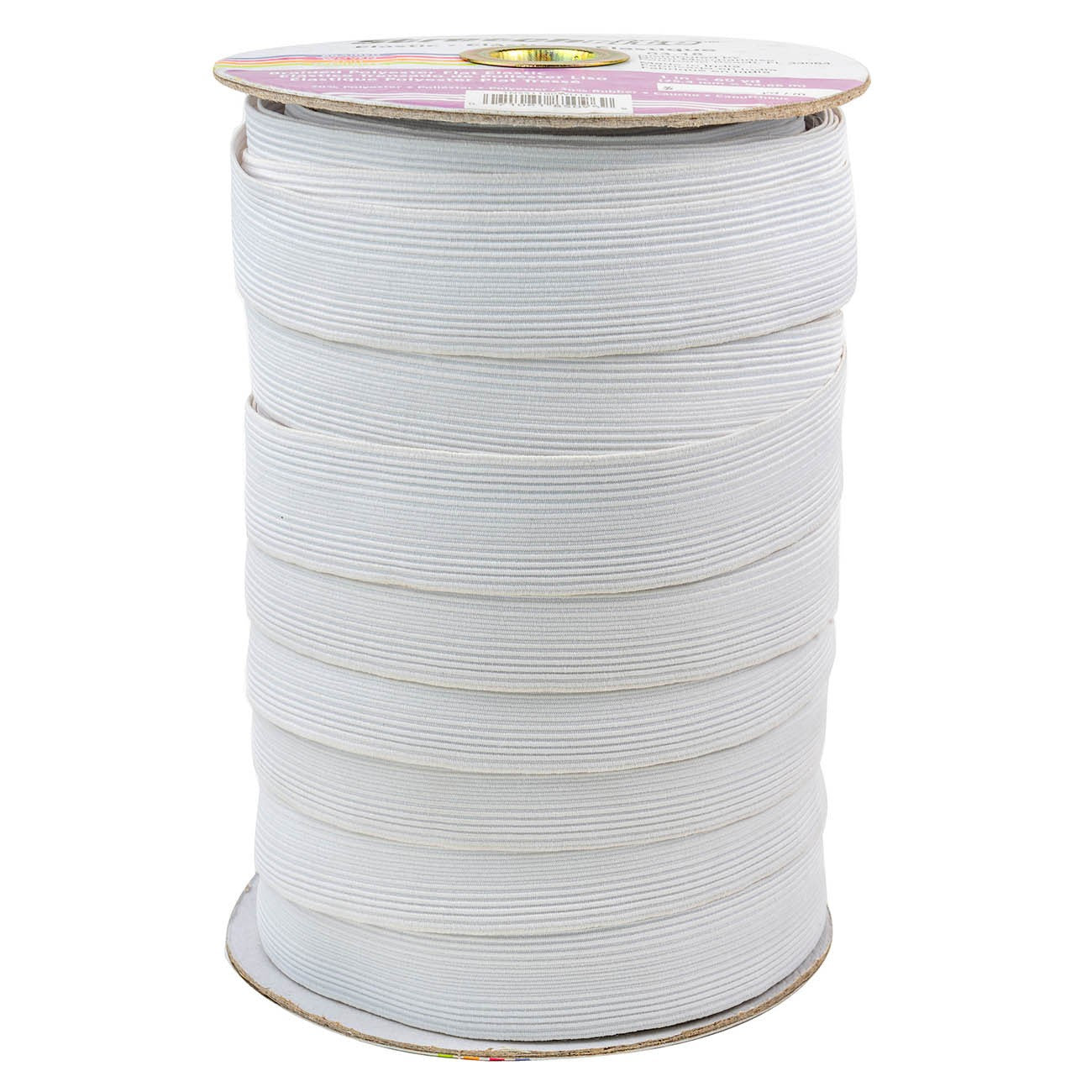 White Polyester Braid Flat Elastic, 1in - Ref. 1NSS1100WHTE -- by Stretchrite®