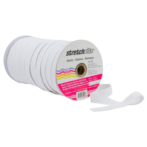White Polyester Flat Non-Roll Elastic, 3/4in - Ref. 1NSS1102WHTE -- by Stretchrite®