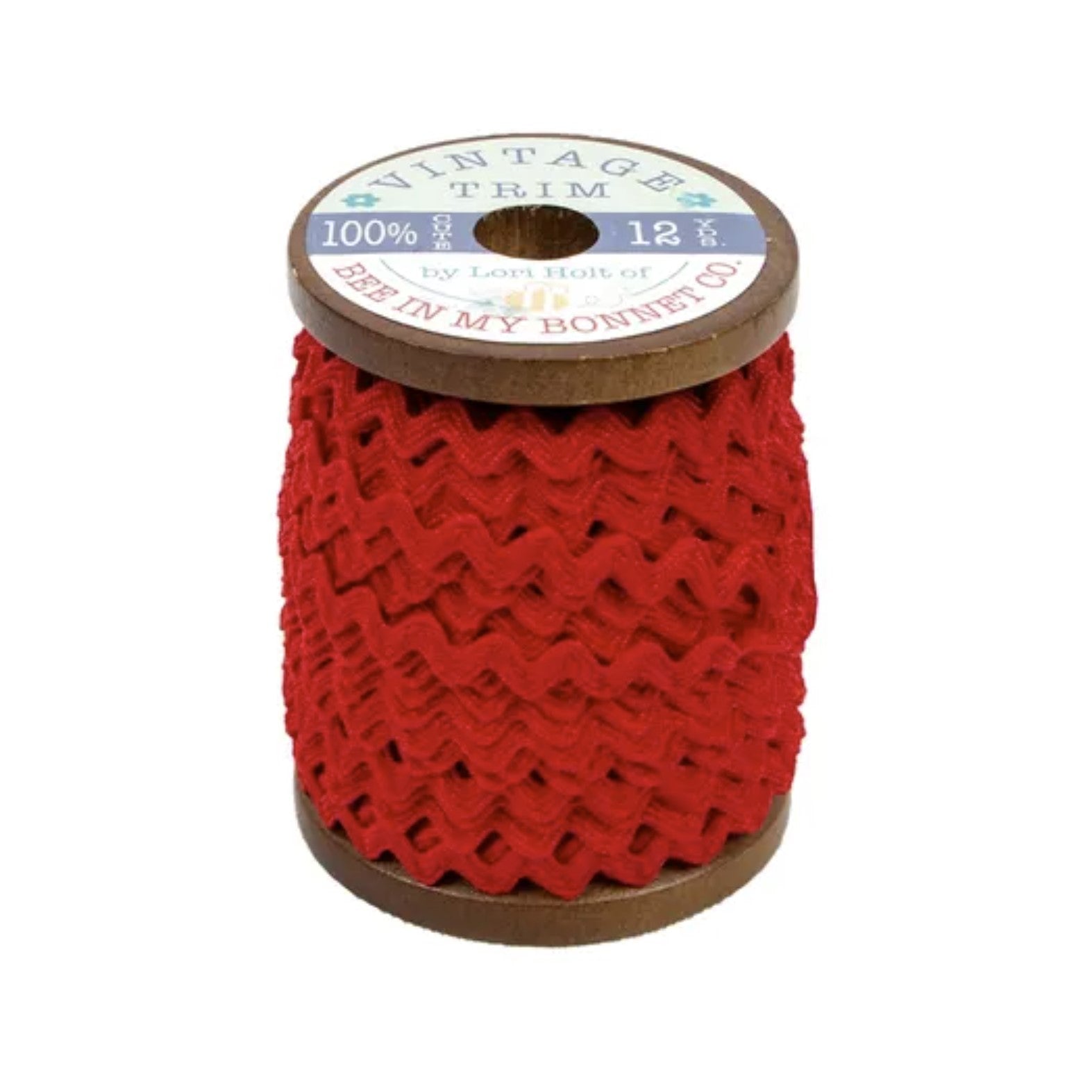Riley Red Color, 12 yards Spool, Large Ric Rac Vintage Trim by Lori Holt of Bee in my Bonnet, Various Sizes