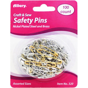 Safety Pins, Assorted Sizes, Pack of 100 by Allary
