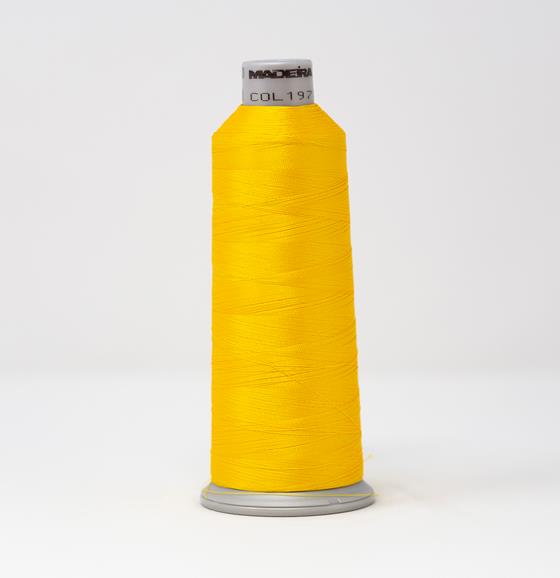 Saffron Yellow Color, Polyneon Machine Embroidery Thread, (#40 / #60 Weights, Ref. 1971), Various Sizes by MADEIRA