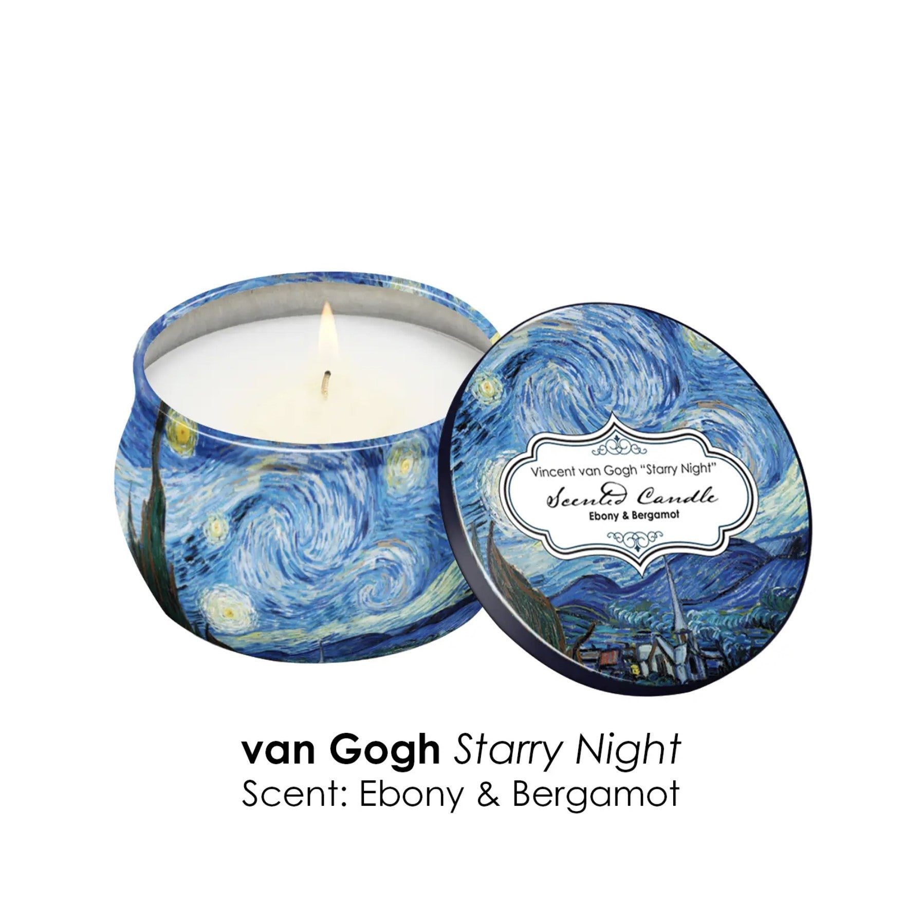 Scented Candle Collection (Set of 4),     "Starry Night" by Vincent Van Gogh