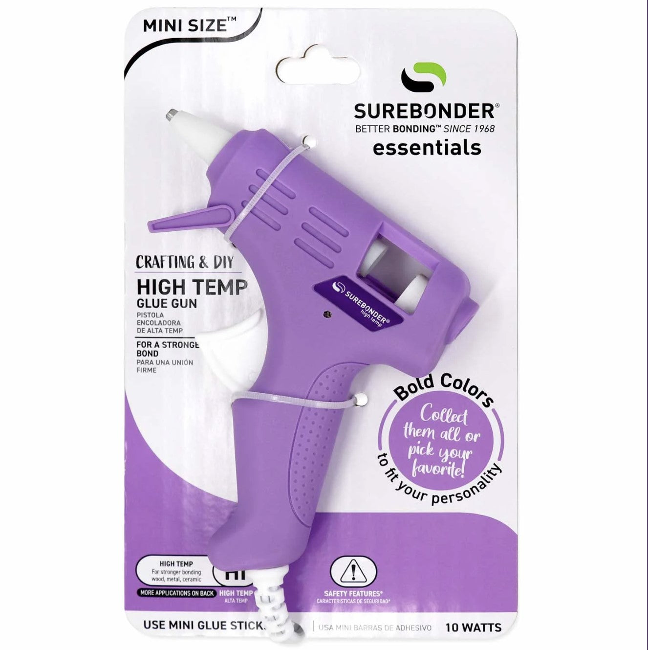 Mini Size High Temp Glue Gun, 10 Watt (Ref. GM-160LAV), Lavender Purple Colored Essentials Series by Surebonder®