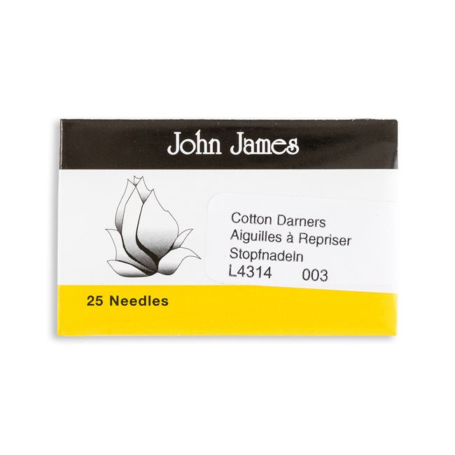 Short (Cotton) & Long (Yarn) Darners Hand Sewing Needles, 25/pack, Various Sizes by John James®