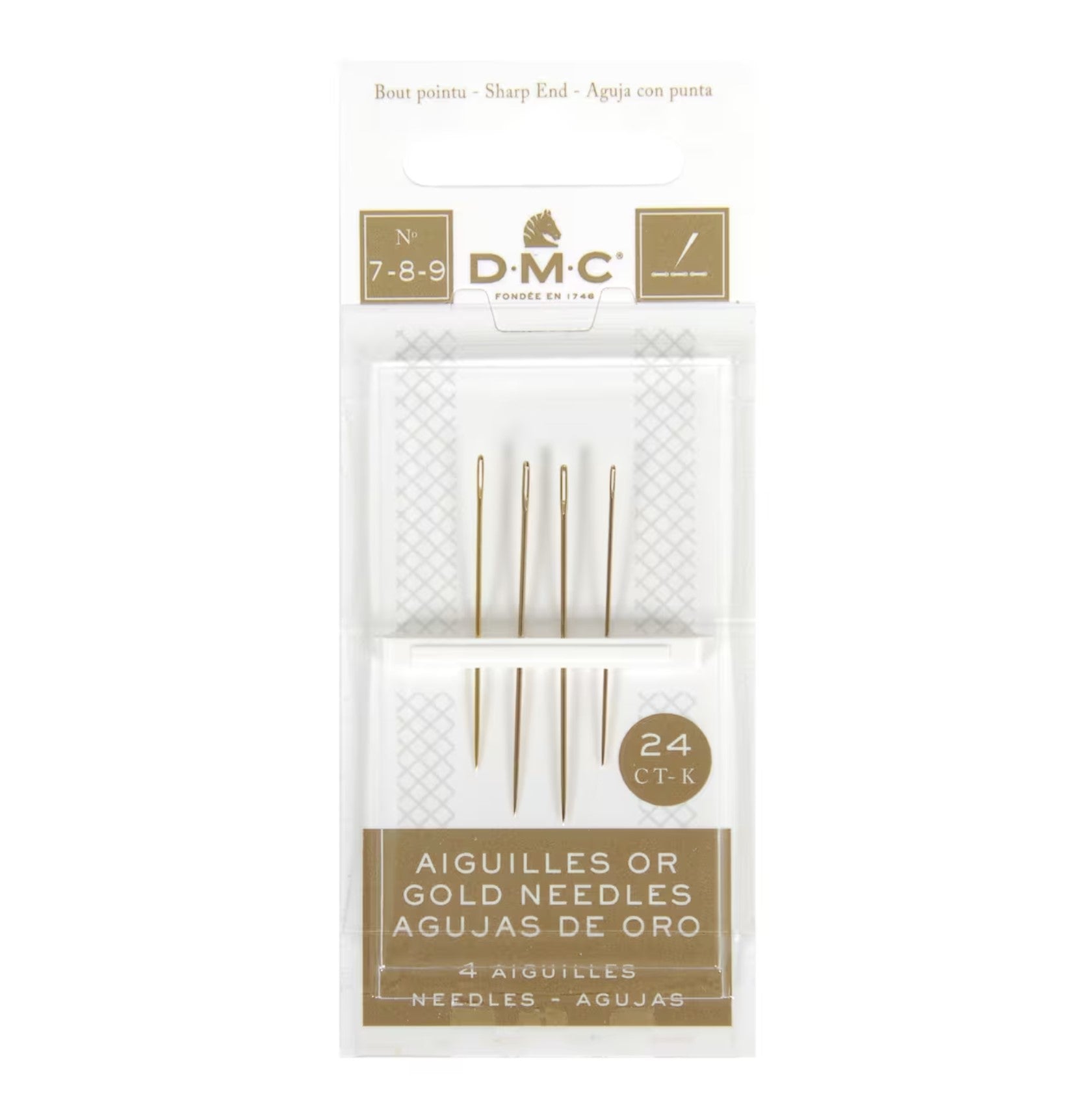 Gold Embroidery Needles, Sharp End, (Sizes 7-8-9) by DMC®