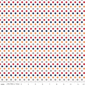 Small Dots Boy - Colored Polka Dots - White Background Fabric, 100% Cotton, Ref. C350-02 BOY, Small Dot Collection by Riley Blake Designs®