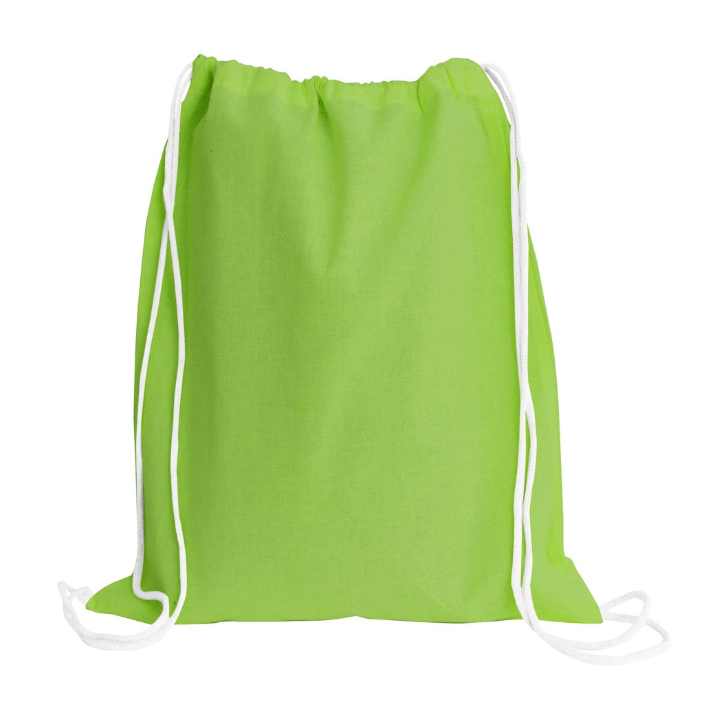Sport Drawstring Bag, 100% Cotton, Lime Color