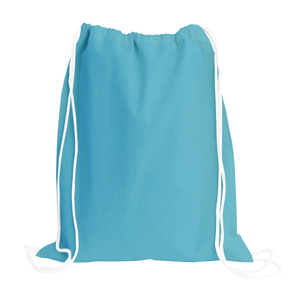 Sport Drawstring Bag, 100% Cotton, Turquoise Color
