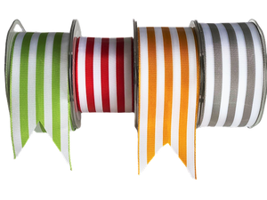 Striped Ribbon with Woven Edge 2", Various Colors