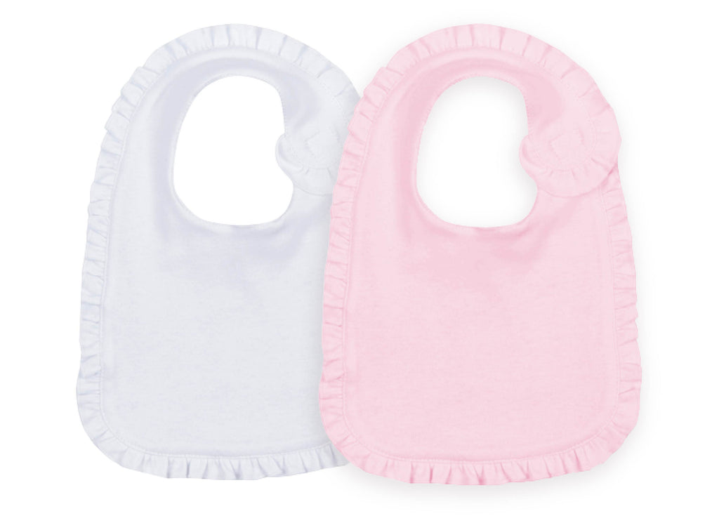 Sublimation Baby Bibs With Ruffle Trim (white   Pink), 85% Polyester 