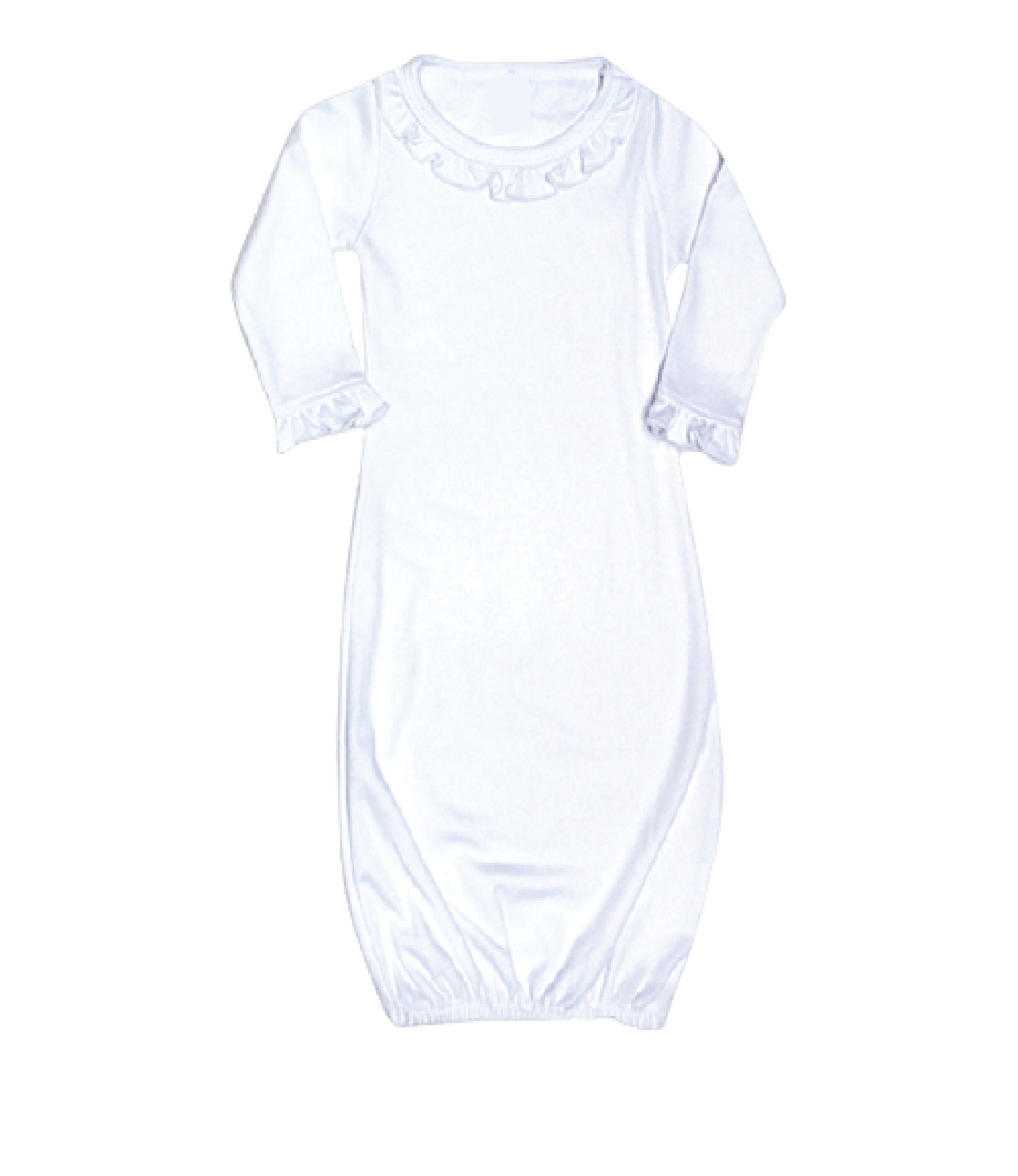 Sublimation Gown with Ruffle Trim, (65% Polyester - 35% Cotton), White