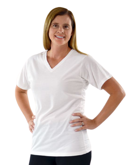 Sublimation (100% Polyester), Short Sleeve Women Classic V-Neck Tee, White