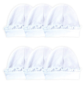 Sublimation Baby Beanie Hat with Ruffle Trim (White), 65% Polyester / 35% Cotton