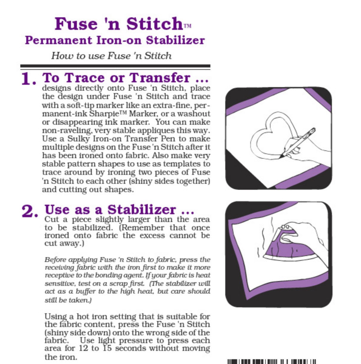 Cut-Away Fuse'n Stitch (24" x 1 yd. pkg) Stabilizer, White Color by SULKY