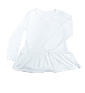 Sublimation Toddler Top with Long Sleeves, (100% Polyester), White
