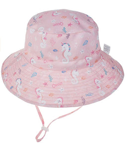 Toddler, Sun Protection Bucket Hat (Pink Hippo-Unicorns)