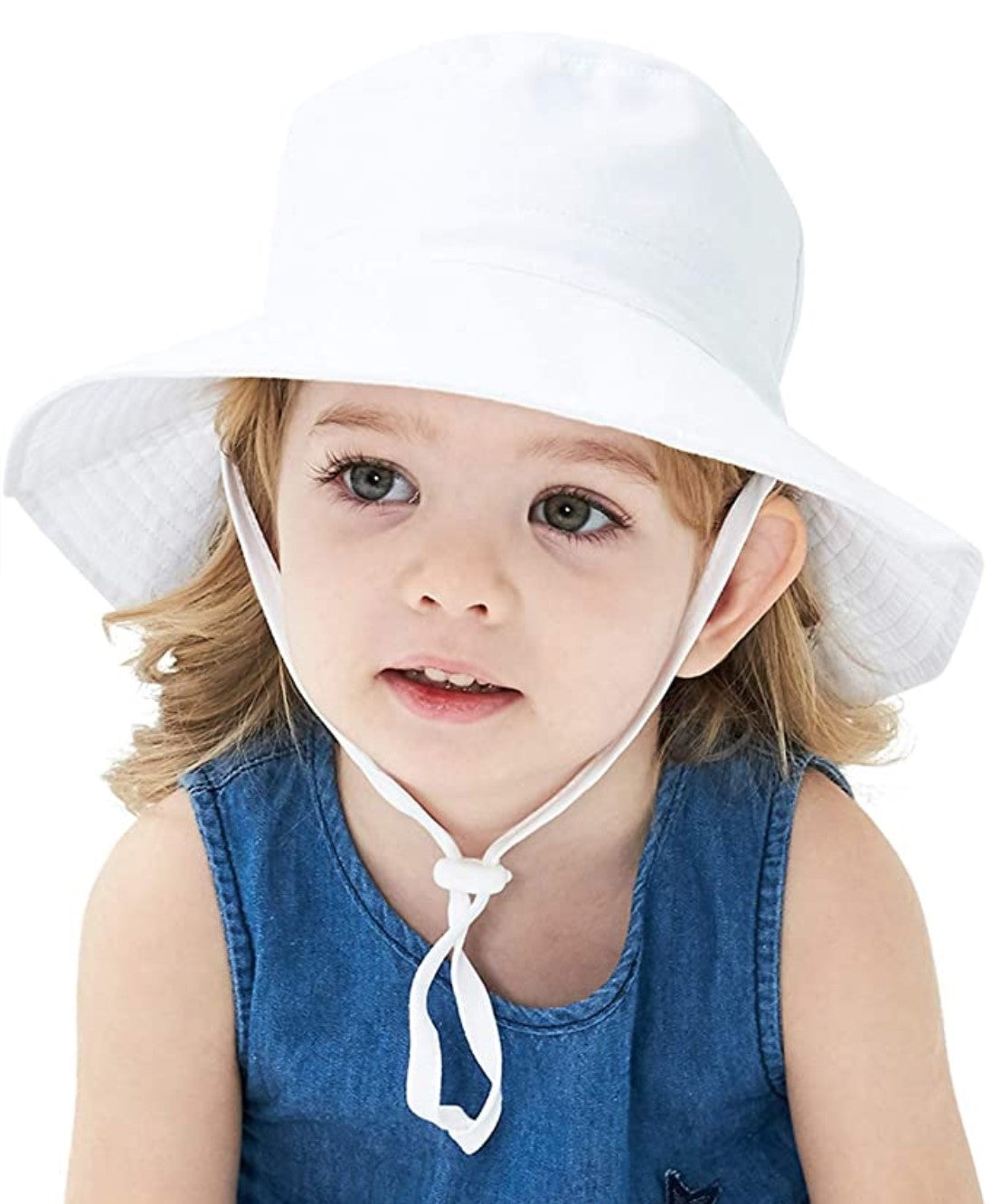 Toddler, Sun Protection Bucket Hat (White)
