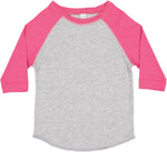 Load image into Gallery viewer, Toddler (Unisex) Raglan Baseball T-Shirt  (Vintage Heather / Vintage Hot Pink)
