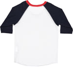 Load image into Gallery viewer, Toddler (Unisex) Raglan Baseball T-Shirt  (White / Navy / Red)
