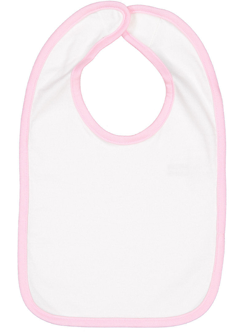 White Color Baby Bib with Pink Contrast Trim,  100% Cotton Premium Jersey